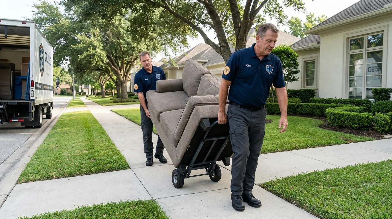 Local residential moving crew loading furniture in Lena, IL